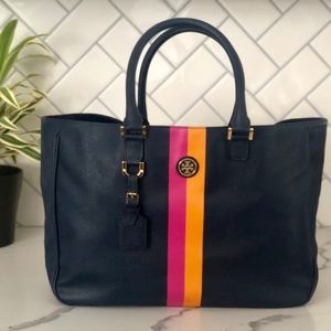 Tory Burch Navy Leather Tote